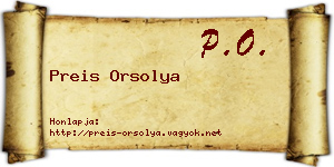 Preis Orsolya névjegykártya